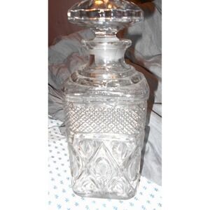 Vtg Imperial Glass Company Clear Cape Cod Pressed Glass Whiskey Decanter Stopper